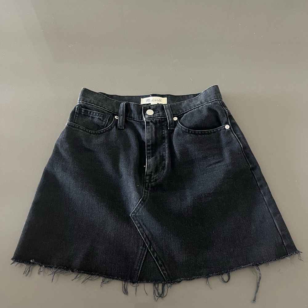 Madewell A-Line Black Denim Skirt